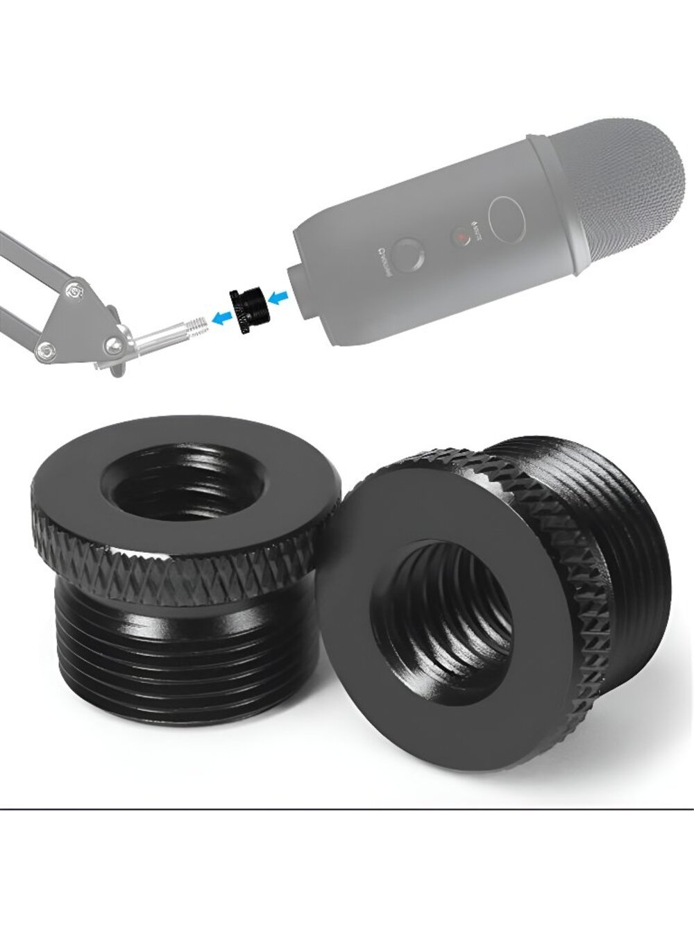 2 Pack Screw Thread Adapter, 5/8" Male to 3/8" Female Mic Screw for Blue Yeti